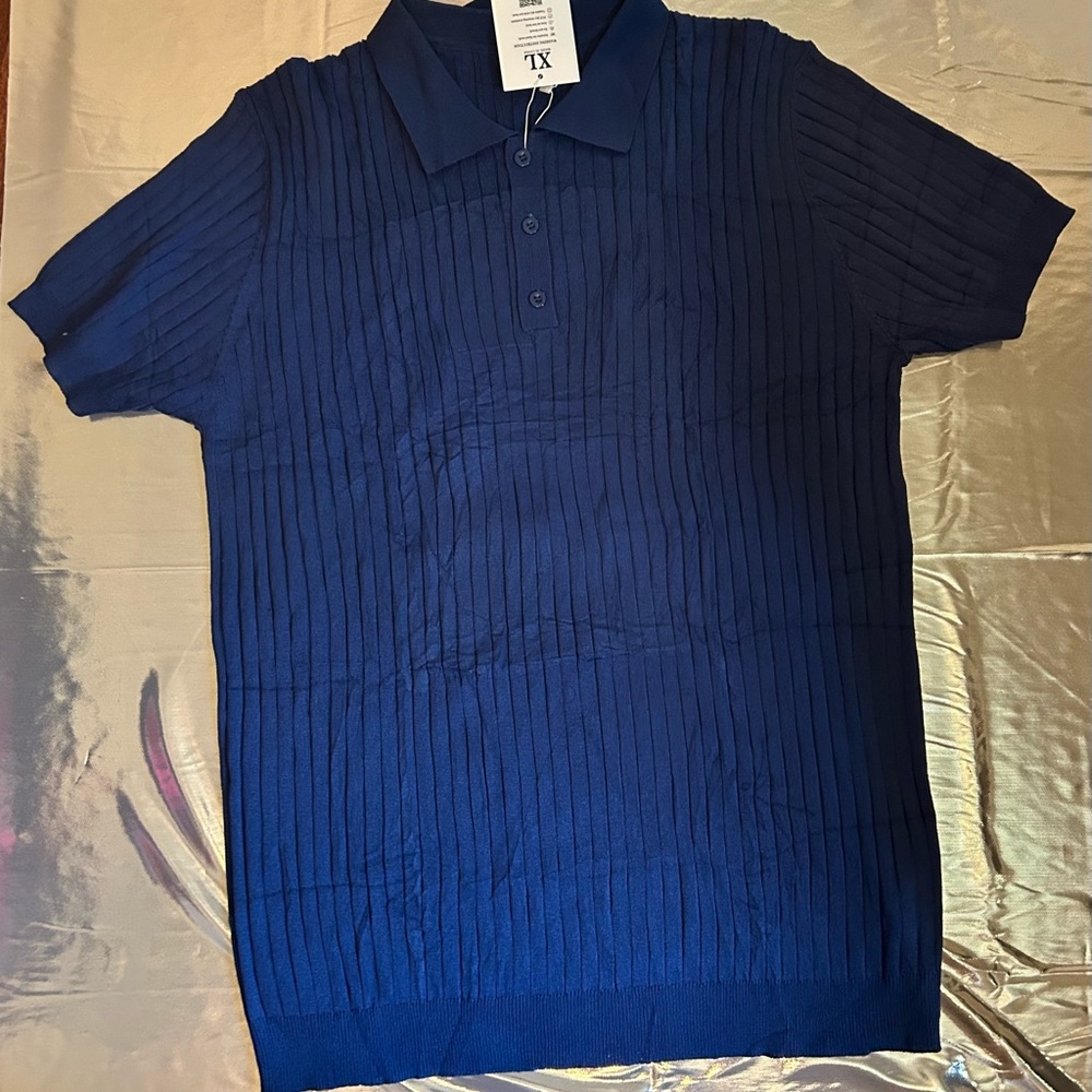 Classic Blue Polo Shirt with Short Sleeves